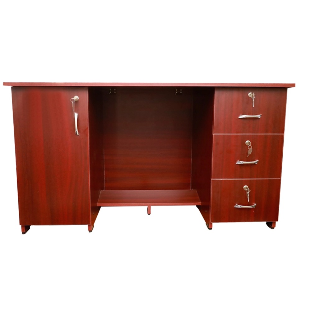 Executive Wooden Office Table with Lockable Drawers & Storage Cabinet